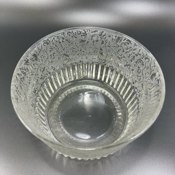 Antique Paden City Spring Orchard Ice Bucket Bowl Dish Clear Frosted Etched VTG - Picture 7 of 13